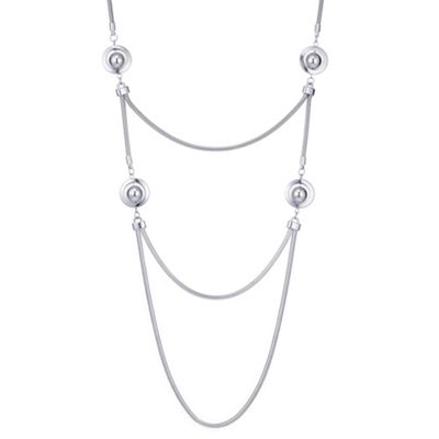 Designer silver orb multi row necklace